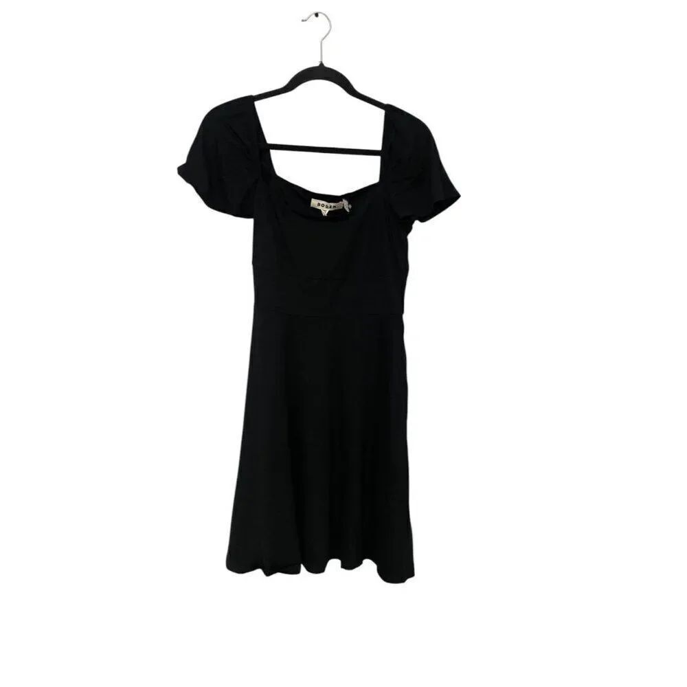 Boden Womens Mini Dress UK 8 US 4 Black Stretch Short Sleeve Square Neck NWT